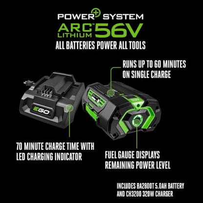 EGO Power+ Shop Vacuum Wet Dry, Car Vac, Portable Cordless Cleaner, 9 Gallon 110 CFM, Includes 56V 5.0Ah Battery and Charger - WDV0904 - style: Wet/Dry Vacuum w/5.0Ah Battery