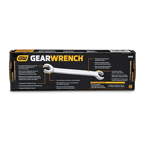 GEARWRENCH 6 Pc. Flare Nut Wrench Set, Metric - 81906 - size: 6-piece kit, style: Metric