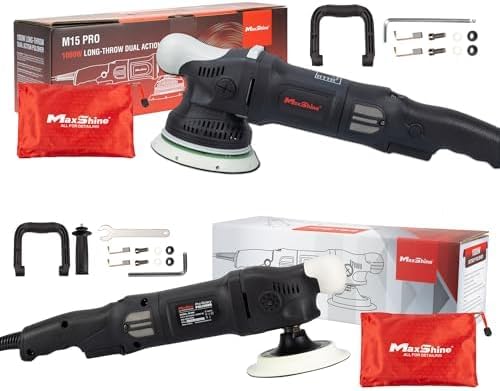 Maxshine 5” Dual Action & 5” Rotary Polisher Set – 15mm Long Throw 1000W Car Buffer with 5” Backing Plate & Variable Speed – Professional Auto Detailing Tool for Cars, Trucks, SUVs & Boats - color: 5" Dual Action & 5" Rotary