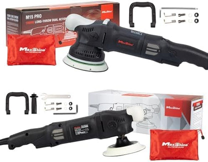 Maxshine 5” Dual Action & 5” Rotary Polisher Set – 15mm Long Throw 1000W Car Buffer with 5” Backing Plate & Variable Speed – Professional Auto Detailing Tool for Cars, Trucks, SUVs & Boats - color: 5" Dual Action & 5" Rotary