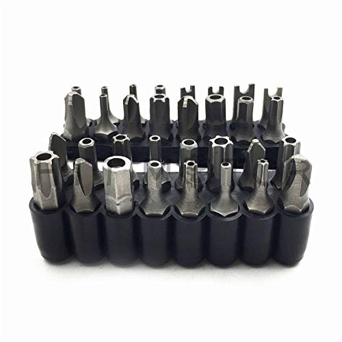 Tamper Proof 33Pc Security Bit Set Phillips Torx Hex Star Spanner Screwdriver [P/N: ET001-33-BK] - size: 33 Piece set