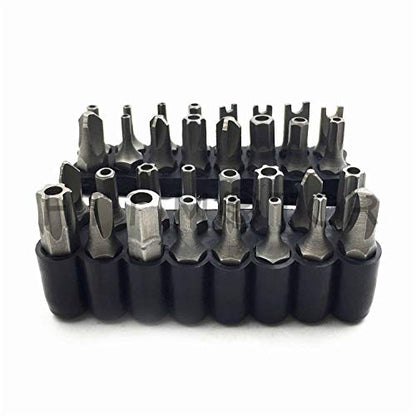 Tamper Proof 33Pc Security Bit Set Phillips Torx Hex Star Spanner Screwdriver [P/N: ET001-33-BK] - size: 33 Piece set