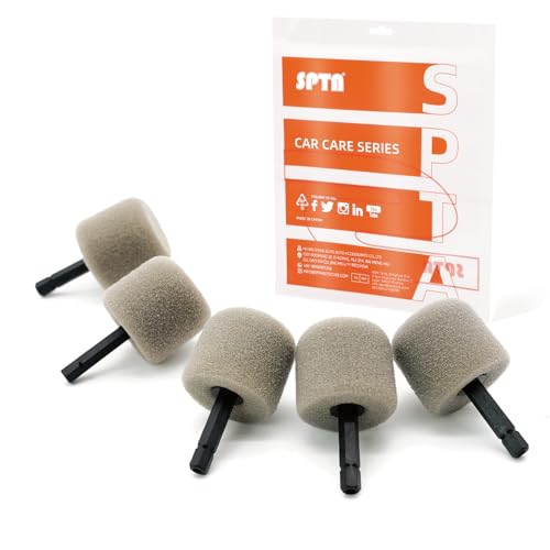 SPTA Gray Light Cut & Fnish Pad, 5Pcs Cylinder Flexible Shaft Mini Polishing Pad Set Perfectly Tailored for Small Area, Polishing Door Handle Recesses, Radiator Grilles, Rims, and Interiors -PT110-5 - color: 5Pcs Gray Cylinder Light Cut & Fnish Pad, style