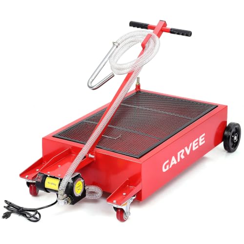 Garvee 20 Gallon Low Profile Electric Oil Drain Pan, 110V Pump with 8ft Hose, Rolling Oil Drain Cart with Folding T Handle, Heavy-Duty Waste Oil Evacuator for Car, Truck, Bus, RV, Garage | 8ft Hose, Rolling Oil Drain Cart with Folding T Handle, Heavy-Duty