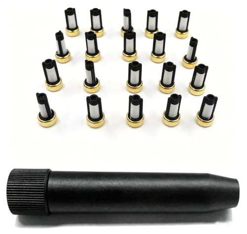 HiSport Fuel Injector Micro Filter Removal Tools with 20 pcs CF-101 Basket Filters (6 x 3 x 12 mm) - size: Removal Tool + 20 Filter
