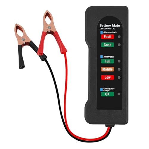 12V car Battery Tester, Alternator Tester Automotive,Battery Checker, Analyzer to Check alternator & Battery Charging System,LED Indication (B) - color: B