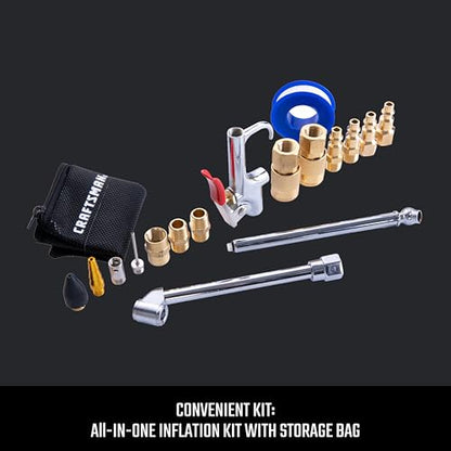 CRAFTSMAN 18-Piece Air Compressor Accessory Kit, Includes Blow Gun, Tire Inflator, Brass Fittings, and Storage Bag