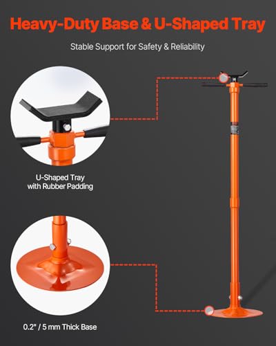 VEVOR Underhoist Support Stand 3/4 Ton Capacity Under Hoist Jack Stand | Lifting from 51.97" to 80", Bearing Mounted Spin Handle, with Two Wheels & Foot Pedal, Support Vehicle Components