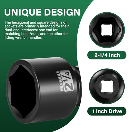 1" Drive Shallow Impact Socket,2-1/4 Inch SAE Jumbo Socket,CR-MO 6 Point for Easy Removal of Large Axle Nut（SAE) - size: 1 Inch Shallow 2-1/4", style: 1"Drive Shallow Impact Socket