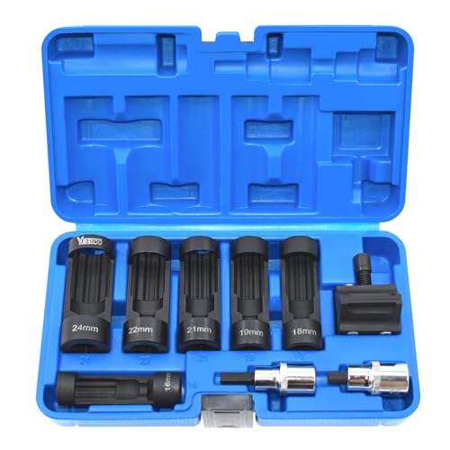 9pcs Strut Nut Socket Suspension Strut Spreader Socket Tool Kit | Shock Absorber Tool 16mm 18mm 19mm 21mm 22mm 24mm with 12 Point 1/2" Drive, Suspension Strut Split Hub/Knuckle Spreader Tool - size: 9pcs