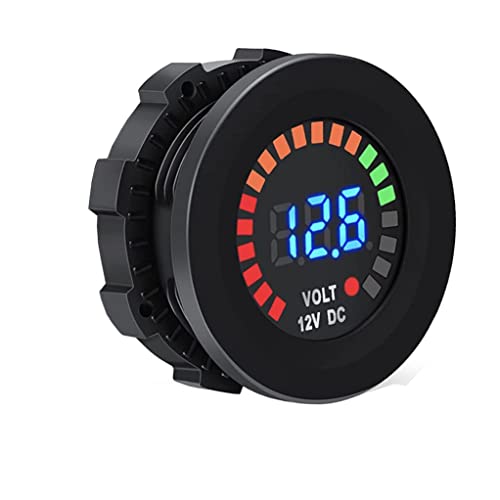 MGI SpeedWare 12vDC Voltmeter Gauge with Blue LED Digital Display (Short Body) - size: 12V Short Body