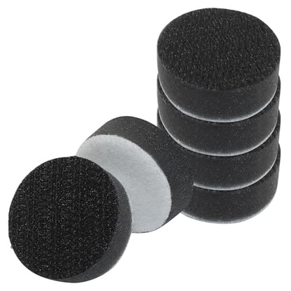 6 Pack 1 Inch Hook and Loop Foam Buffering Pad, Black | Soft Foam, Sponge Cushion Buffer, No Hole, Backing Pad for Sanding - size: 1 Inch