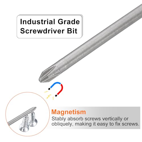 HARFINGTON 5pcs #1 Phillips Screwdriver Bit PH1 1/4" Hex Shank 3.15" (80mm) Long Magnetic S2 Steel Industrial Grade Screw Driver Bit Cross Head Electric Drill Bits 0.138" (3.5mm) Rod - size: PH1 x 80mm x 3.5mm