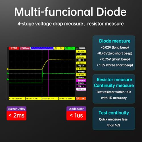 DM40A/B/C Digital Multimeter 59999 Counts, 4.5-Digit Rechargeable 3 in 1 Handheld Oscilloscope Multimeter Signal Generator,50M Sample Rate, Diode Test Automotive Tools (DM40C)