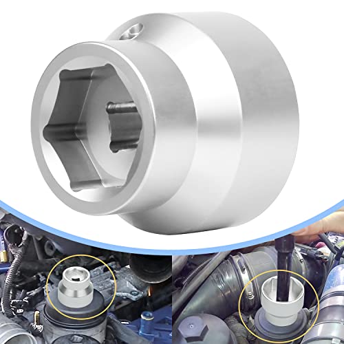 Oil Filter Socket 24mm / 36mm Reversible Fuel Filter Cap Remover and Installer Assistant Compatible with 6.0L / 6.4L Ford Powerstroke Diesel 2003-2010(silver) - color: silver