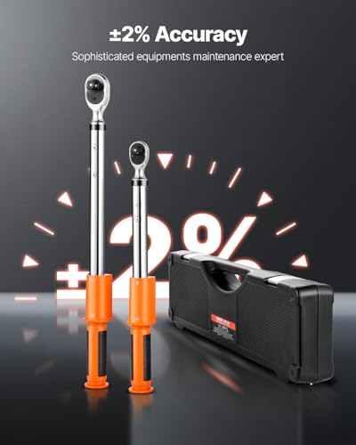 VEVOR Digital Torque Wrench 3/8 1/2 Inch Drive, 0-44.25FT.LB(0-60Nm)/0-162.26FT.LB(0-220Nm) ±2% Accuracy, Electronic Torque Wrench with Preset Mode,Vibration,Buzzer,LED Notification,5Units of Measure - size: 0-44.25FT.LB, 0-162.26FT.LB, style: 3/8 1/2-Inc