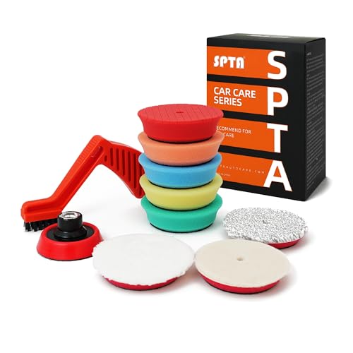 SPTA Drill polishing kit, 11Pcs 3-Inch Buffing Polishing Pads, Car Foam Drill Buffing Pad, Polishing Pads Kit, Buffer Polisher Kit for Car Polishing, Waxing, Sealing Glaze
