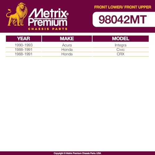 Metrix Premium Chassis Parts Ball Joint Kit Fits Acura Integra 1990-1993 | Honda Civic 1988-1991, Honda CRX 1988-1991, Front Upper & Lower, 4 PC, Replacement K9385 & K90492, Made in Europe