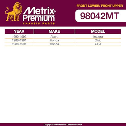 Metrix Premium Chassis Parts Ball Joint Kit Fits Acura Integra 1990-1993 | Honda Civic 1988-1991, Honda CRX 1988-1991, Front Upper & Lower, 4 PC, Replacement K9385 & K90492, Made in Europe