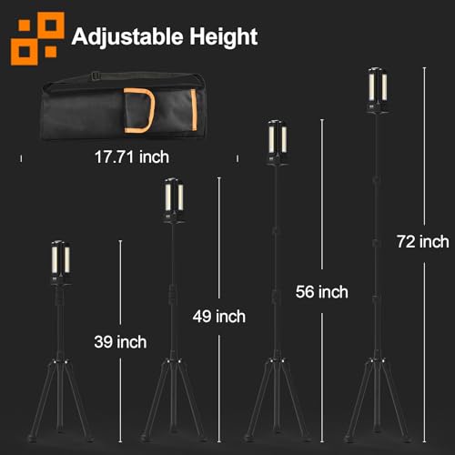 13200mAh Rechargeable Solar Work Light with Folding Stand and Carrying Bag, AODOO 8000 Lumen Stepless Dimmable , White/Warm/Nature White/RED(SOS) with Detachable Tripod (Black) - color: Black
