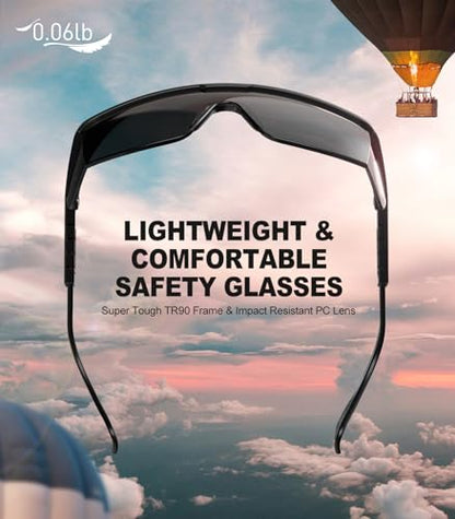 xaegistac Anti Fog Safety Glasses with Side Shields | UV400 Protective Eyewear,Impact Resistant Safety Goggles for Men Women - color: Black Lens and Black Frame