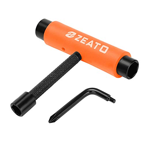 All-in-One Skate Tools Multi-Function Portable Skateboard T Tool Accessory with T-Type Allen Key and L-Type Phillips Head Wrench Screwdriver - color: Upgrade-orange