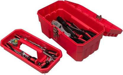 Akro-Mils 14-Inch Plastic Toolbox with Removable Tray, Steel Latch & Padlock Eye, Heavy Duty Tool Box for Tools, Crafts, First Aid & Hobby Supplies, 14" x 8" x 8", Made in USA, 6-Pack, Red (09514) - color: Red, size: 6-Pack