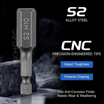 11PCS Hex Head Allen Wrench Drill Bit Set,Metric Hex Bit Set,1/4 Inch Square Shank Impact CNC Machined Screwdriver Bits(50mm) - color: 11pcs Hex Head
