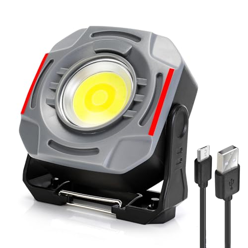 SUNPRO Magnetic Work Light Rechargeable, Portable FloodLight with Hook, Stepless Dimmable for Camping Car Repairing Emergency Job Site Lighting(1, Grey)