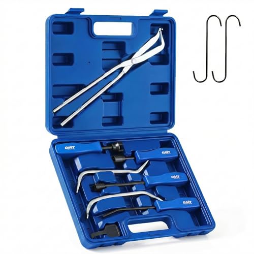 OMT 10pc Drum Brake Tool Kit with Spring Pliers and Adjusting Spoons Set | Structural-Grade 1045 Steel; Black Oxide Chromate Finish; Ergonomic Handles for Mechanics; Automotive Servicing - color: Blue