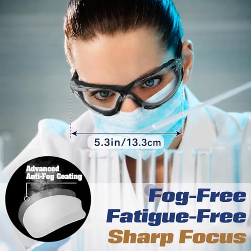 Flaya Foam Lined Safety Glasses Anti-Fog Z87.1 Mowing Goggles with Strap | Adjustable Elastic Strap, UV400 Protection, Fits Men & Women, Dust & Debris Protection, Lawn Care & Gun Range - color: Black
