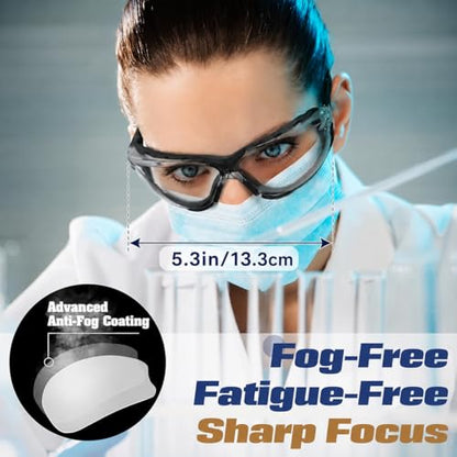 Flaya Foam Lined Safety Glasses Anti-Fog Z87.1 Mowing Goggles with Strap | Adjustable Elastic Strap, UV400 Protection, Fits Men & Women, Dust & Debris Protection, Lawn Care & Gun Range - color: Clear
