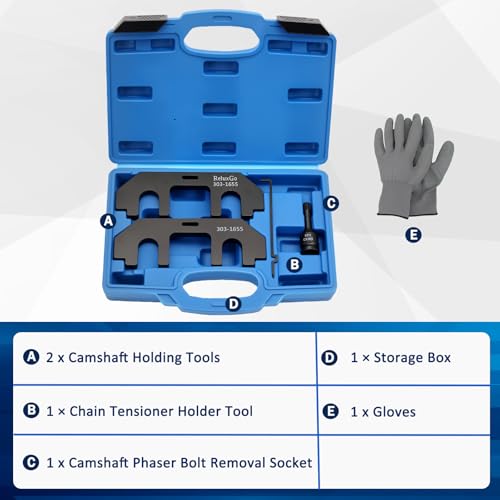 ReluxGo 303-1655 Camshaft Holding Tool Kit, Compatible with Ford 3.5L EcoBoost Upgraded GT F-150 Expedition Lincoln Navigator, with Cylinder Head Screw Removal Socket - size: 303-1655