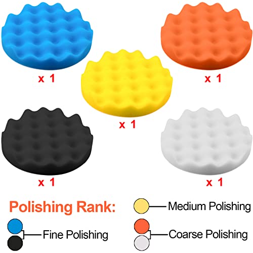 SIQUK 17 Pieces 3 Inch Buffing Pads Foam Polishing Pad Wax Buffer Polish Pads Bonnets Car Polishing Buffing Pad Buffer Attachment for Drill - size: 3 Inch