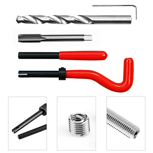 15pcs Thread Repair Kit M10 x 1.0mm Metric Thread Repair Insert Kit | Compatible Hand Tool Set for Auto Repairing (M10-1.0)