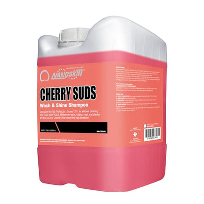 Nanoskin CHERRY SUDS Foaming Car Wash Concentrated Shampoo 5 Gallons for Foam Cannons, Foam Guns, Bucket Washes | Pressure Washer Safe, Cherry-Scented Soap | Ideal for Cars, Trucks, Motorcycles, RVs - size: 640 Fl Oz (Pack of 1)