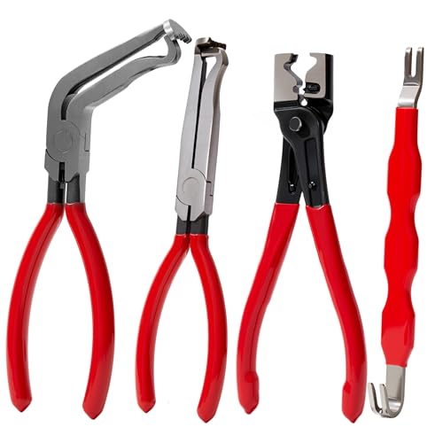 4Pcs Automotive Electrical Disconnect Pliers Set | High Carbon Steel Electrical Connector Pliers, Fuel Line Disconnect Tool & Terminal Separator Removal Kit for Vehicles Trucks