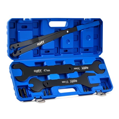 OMT15pc Fan Clutch Wrench Set, Heavy-Duty Fan Clutch Removal Tool Kit | Compatible with Ford GM Dodge Trucks, 1045 Steel Fan Clutch Kit with 22 36 40 47 51 mm Wrenches Pulley Holder Pins