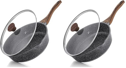 SENSARTE Nonstick Skillet, Deep Frying Pan 10/11/12-inch, Saute Pan with Lid, Stay-cool Handle, Healthy Stone Cookware Cooking Pan, Induction Compatible (10-Inch/3.5QT) (Pack of 2) - color: Gray, size: 10-inch/3.5QT (Pack of 2)