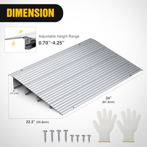 Nilight Door Threshold Ramp, 4" Rise Portable Aluminum Wheelchair Door Entry Ramps for Sheds Doorways Home Steps - size: 4" Rise