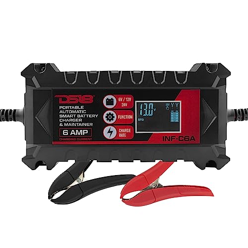 DS18 INF-C6A 6V/12V Car Battery Charger, Portable Automatic Smart Lithium and AGM Battery Trickle Charger & Maintainer 6A for Car Truck Motorcycle Lawn Mower Boat Marine Lead Acid Batteries