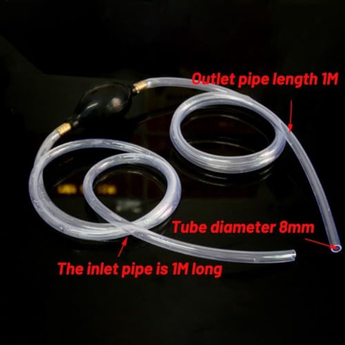 Manual Siphon Pump 1M Hose 8MM for Fuel Transfer - Rubber Bulb Liquid Extractor for Car Oil Water Tank Drainage Kit