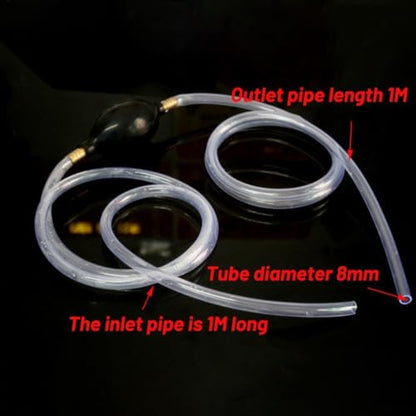 Manual Siphon Pump 1M Hose 8MM for Fuel Transfer - Rubber Bulb Liquid Extractor for Car Oil Water Tank Drainage Kit