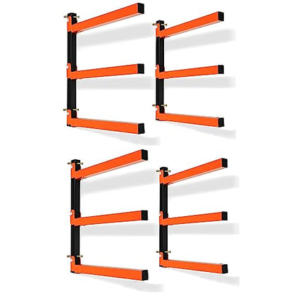 Thanaddo 3-Level Lumber Storage Heavy Duty Metal Wall Mount, Wood Tool Box Organizer Rack, Workshop Indoor & Outdoor (4 Pack) - style: 4 Pack