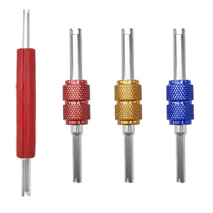4PCS A/C Valve Core Removal Tool Set, Universal R134A R12 R22 R32 R410A HVAC Air Conditioner Schrader Tire Valve Stem Core Remover Tools, Dual Head Car AC Repair Tool Kit