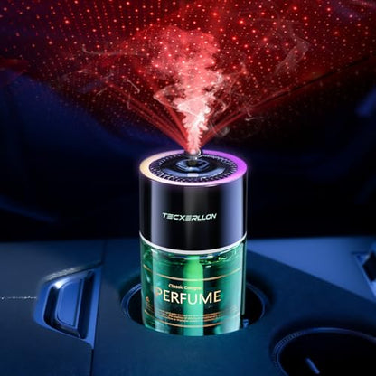 TECXERLLON Smart Car Air Freshener Diffuser with Star Light, 120ml Perfume, Long Lasting, Auto On/Off, 4 Mist Modes, Rechargeable Car Aroma Diffuser Aromatizante Para Carro for Home, Office-Cologne