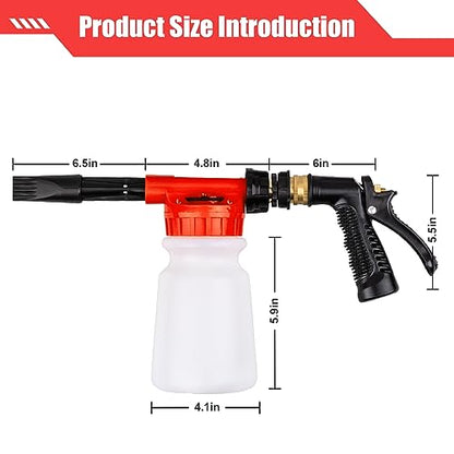 Car Wash Foam Gun, Car Wash Sprayer with Adjustable Foam Dial Foam Nozzle, Foam Cannon Attachs to Any Garden Hose, Durable 5/8" and 3/4" Brass Joint Soap Gun for Home Garden Use