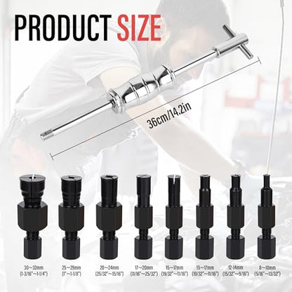 Motorcycle Blind Inner Bearing Puller Tool Kit, 8-32mm Collets Internal Bearing Removal Tool with Slide Hammer, 9 pcs Inner Bearing Extractor Kit - size: 9pcs with Slide Hammer
