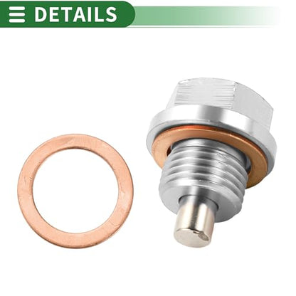 Motoforti Universal Oil Pan Screw Oil Drain Plug Sump Drain Nut Bolt, M16x1.5, Aluminium Alloy, Silver Tone, 1 Set - size: M16x1.5