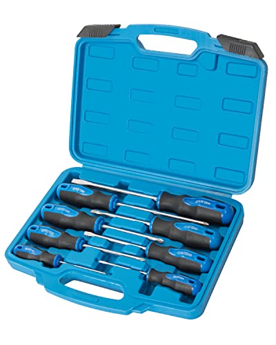 ROTATION 8-Piece Magnetic Screwdrivers Set with Nichrome tip, 4 Phillips and 4 Slotted Tips, Professional Cushion Grip Screwdriver Set with High Torque (8pc Silver Tip Gloss) - color: 8pc_silver Tip_gloss